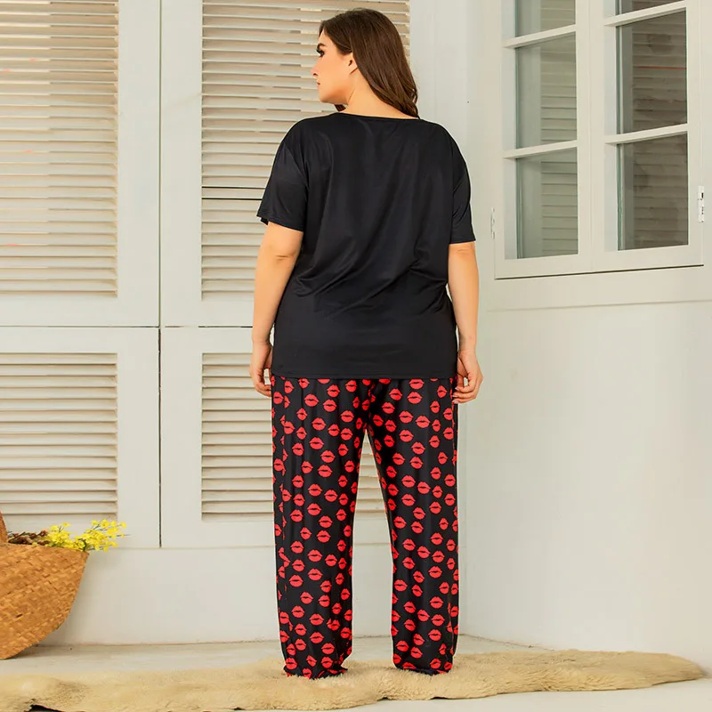DOIB Plus Veľkosť Pyžamo Ženy Tlač Veľkých Veľkosť Odev Dva Kusy Nastaviť Domáce Nosenie Mäkké, Krátke Nohavice Žena Sleepwear
