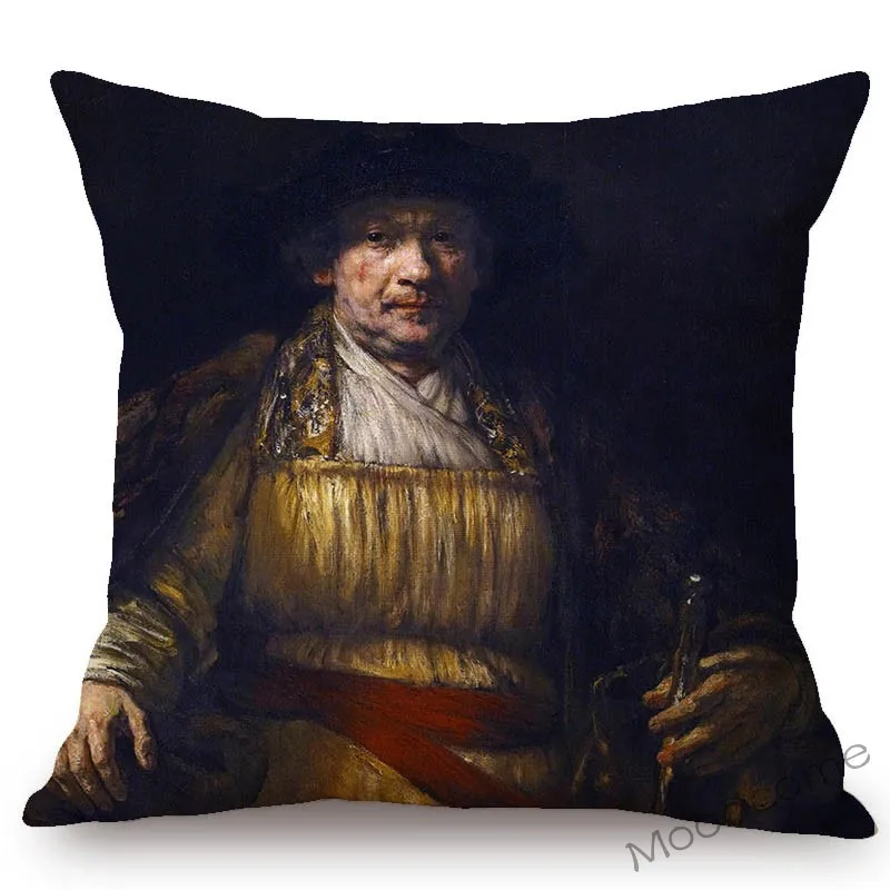 Domov Dekoratívne Svetoznámej Olejomaľba Hodiť Vankúš Holandský Umelec Rembrandt Noc Hodinky Storm Bielizeň Cuchion Kryt