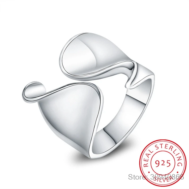 Doprava Zadarmo 925 Sterling Silver Jedinečný Dizajn Hladký Krúžok Pre Ženy Krásne Šperky Prstom Otvorte Krúžok Na Párty Darček K Narodeninám