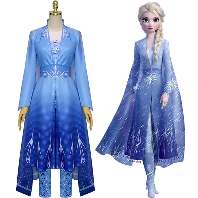 Dospelých MRAZENÉ 2 cos vyhovovali dospelých Elsa sneh a ľadová princezná šaty Elsa kráľovná plný šaty Princezná cosplay kostým pre ženy JQ-4043