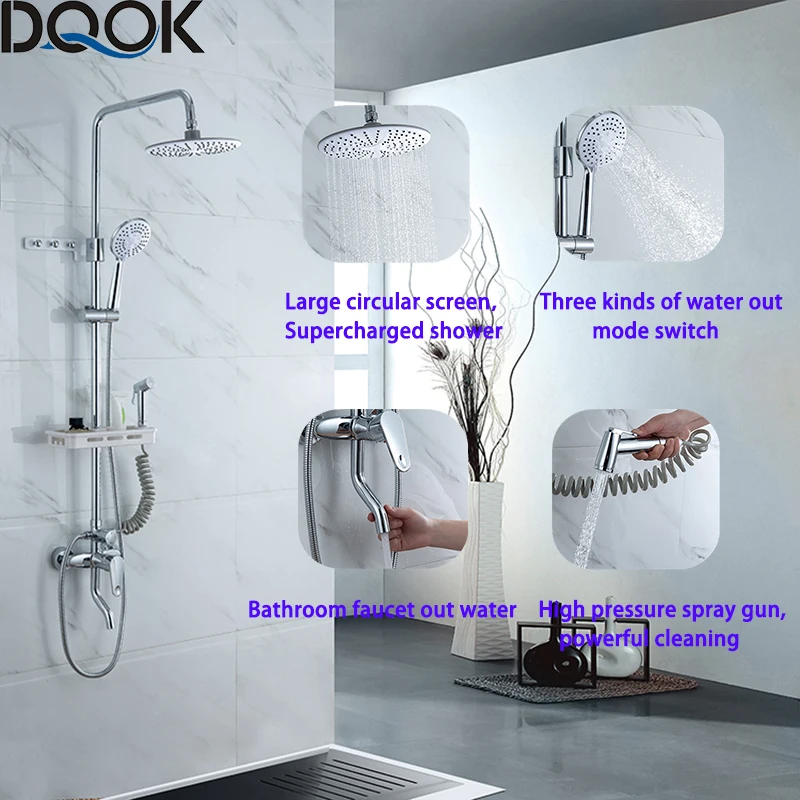DQOK Sprcha Systém Kúpeľňa so Sprchou Nastaviť Batérie, Ťuknite na položku Vaňa Zmiešavacie batérie, Vaňa nastaviť vodopád sprcha set chrome daždi hlavu
