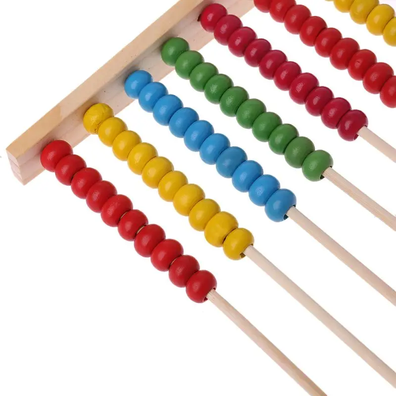 Drevené Abacus 10-riadok Farebné Korálky Počítanie Dieťa Matematické Vzdelávanie vzdelávacie hračka