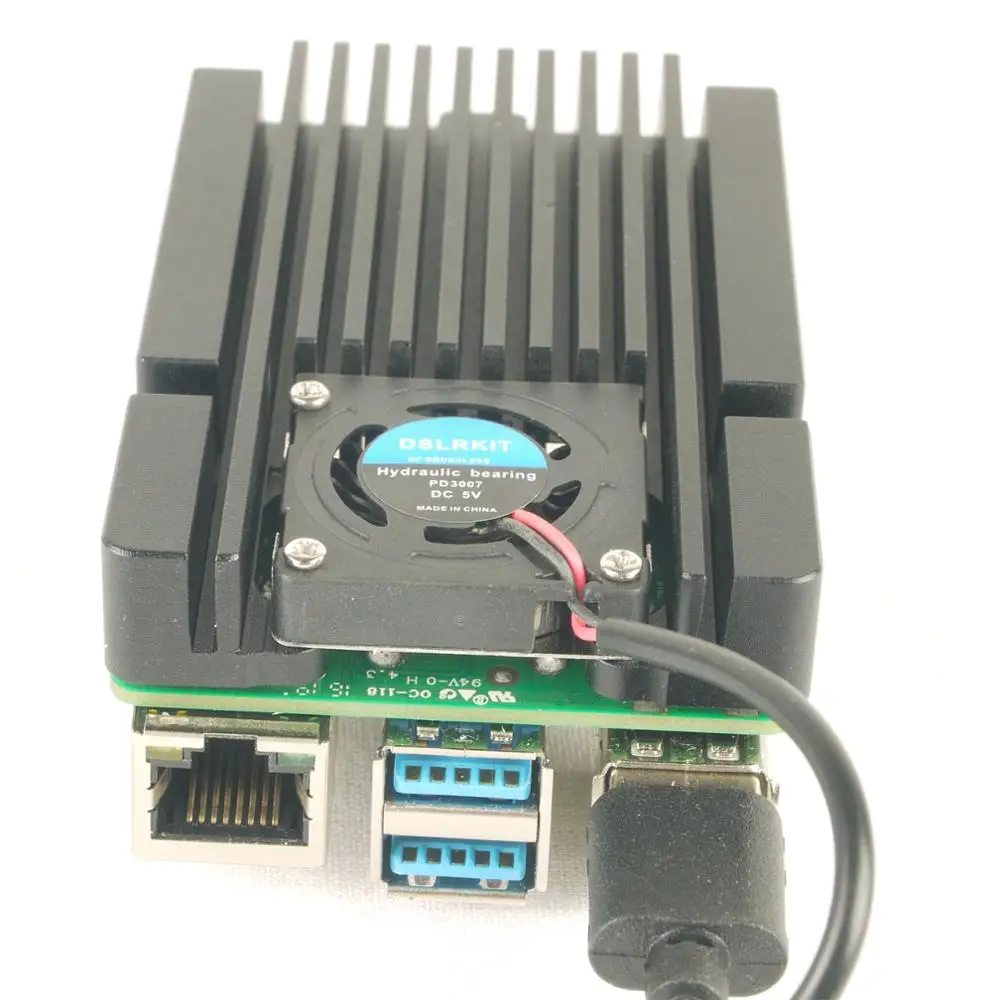 DSLRKIT Chladenie Základňu pre Raspberry Pi 4B Hliníkový Chladič Pokojnej Turbo Ventilátor Ventilátor Chladiča