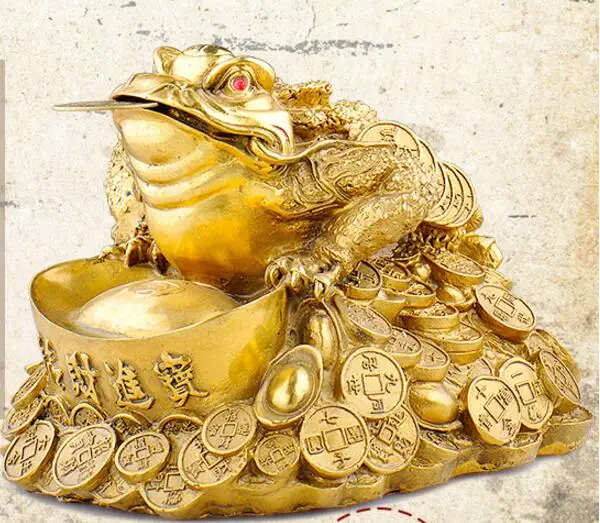 DYZ 707+++++++Čistý bronzová Zlatá Ropucha ornament, svetlo veľký, tri nohy, ropucha, tri nohy zlaté cikada