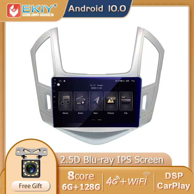 EKIY 6 G+128G DSP Pre Chevrolet Cruze 2013 Android 10.0 Auto Rádio Multimediálny Prehrávač Videa Navigácie GPS Stereo Carplay