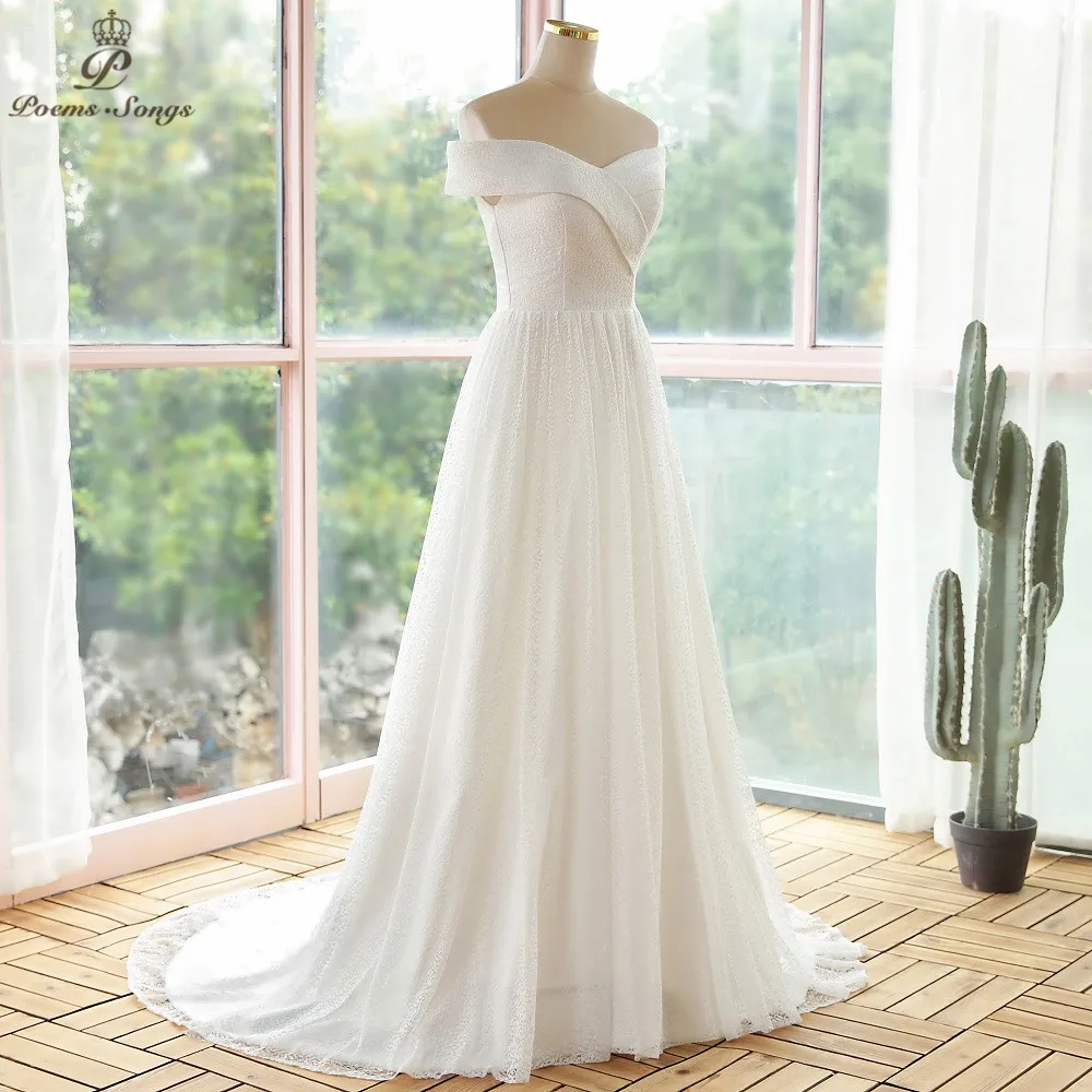Elegantná Loď Krku čipky svadobné šaty nevesty šaty vestidos de novia župan de mariee svadobné šaty mariage