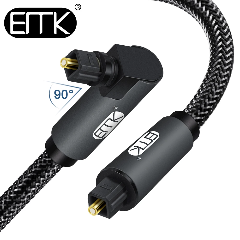 EMK 5.1 Digitálny Optický Audio Kábel 90 Stupňov Pravý Uhol Toslink SPDIF Kábel 1m 2m 3m pre Reproduktor Soundbar DVD, TV