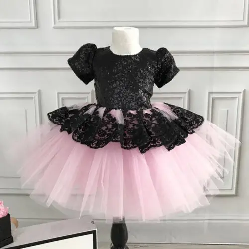 Emmababy Baby Girl Dress Dieťa Krátky Rukáv Čipky Bowknot Svadobné Princezná Strany Detský Letný Sundress