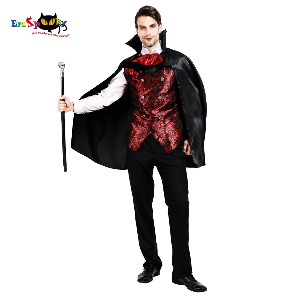 Eraspooky 2019 Mužov Strašidelné Dracula Cosplay Cape Halloween Kostýmy pre Dospelých Upír Plášť Košele, Karneval, Party Oblečenie