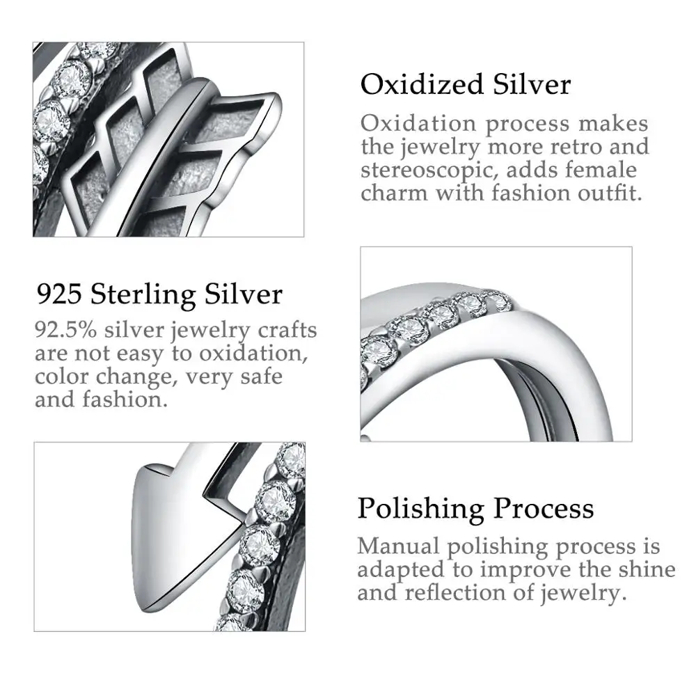 EUDORA 925 Sterling Silver Krúžky Pre Ženy Amor Šípku Dizajn Vintage Strieborné Šperky 7# CZ Krúžok Pre Milenca Najlepší Darček GYJ010