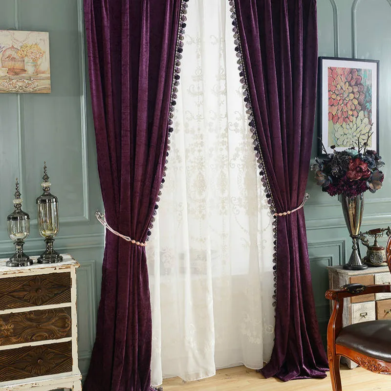 Európska luxusné blackout závesy pre spálne závesy okno treatmment royal purple ženilkové záves pre obývacia izba domova