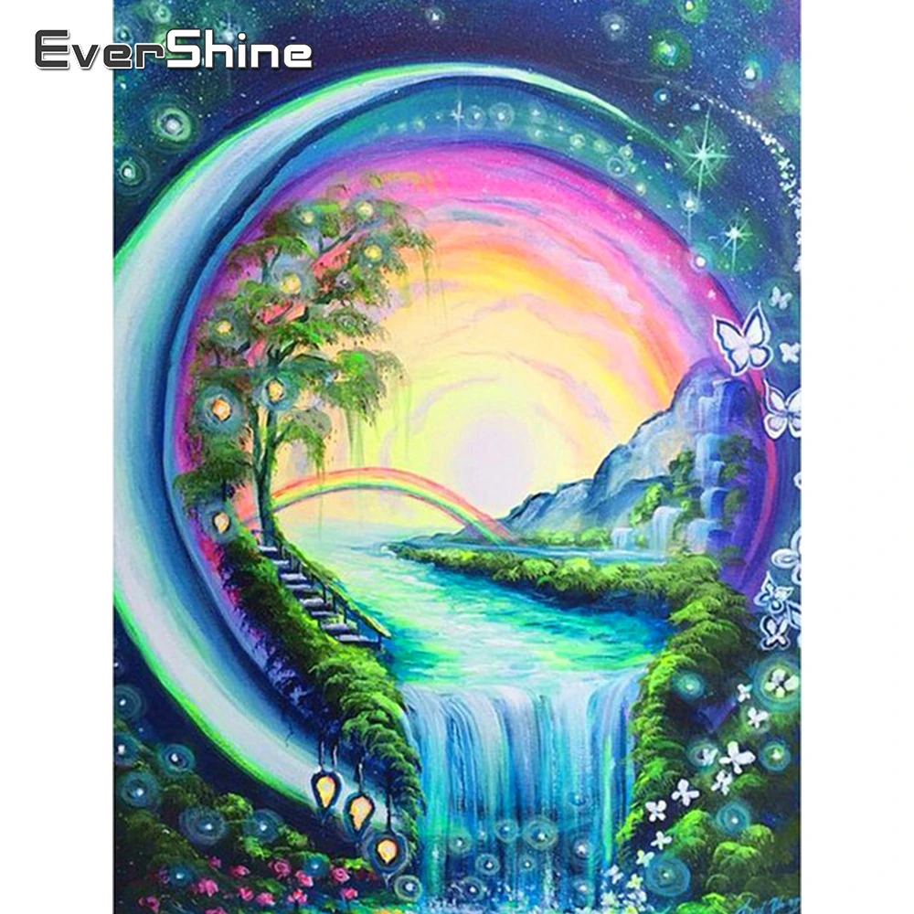 EverShine Diamond Výšivky Krajiny Diamond Maľby Plné Námestie Vodopád Cross Stitch Kamienkami Umeleckou Výzdobou Domov