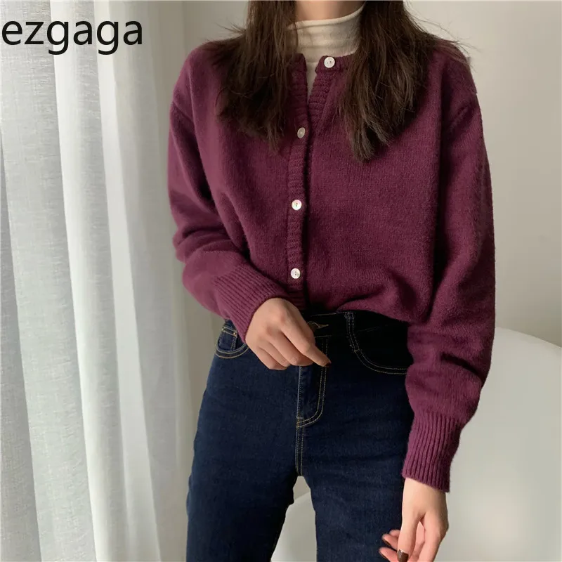 Ezgaga Zime Teplé Bežné Cardigan Sveter Ženy Outwear Pevné Voľné 2020 Nový Kórejský Topy Knitwear Soft All-Zápas Móda