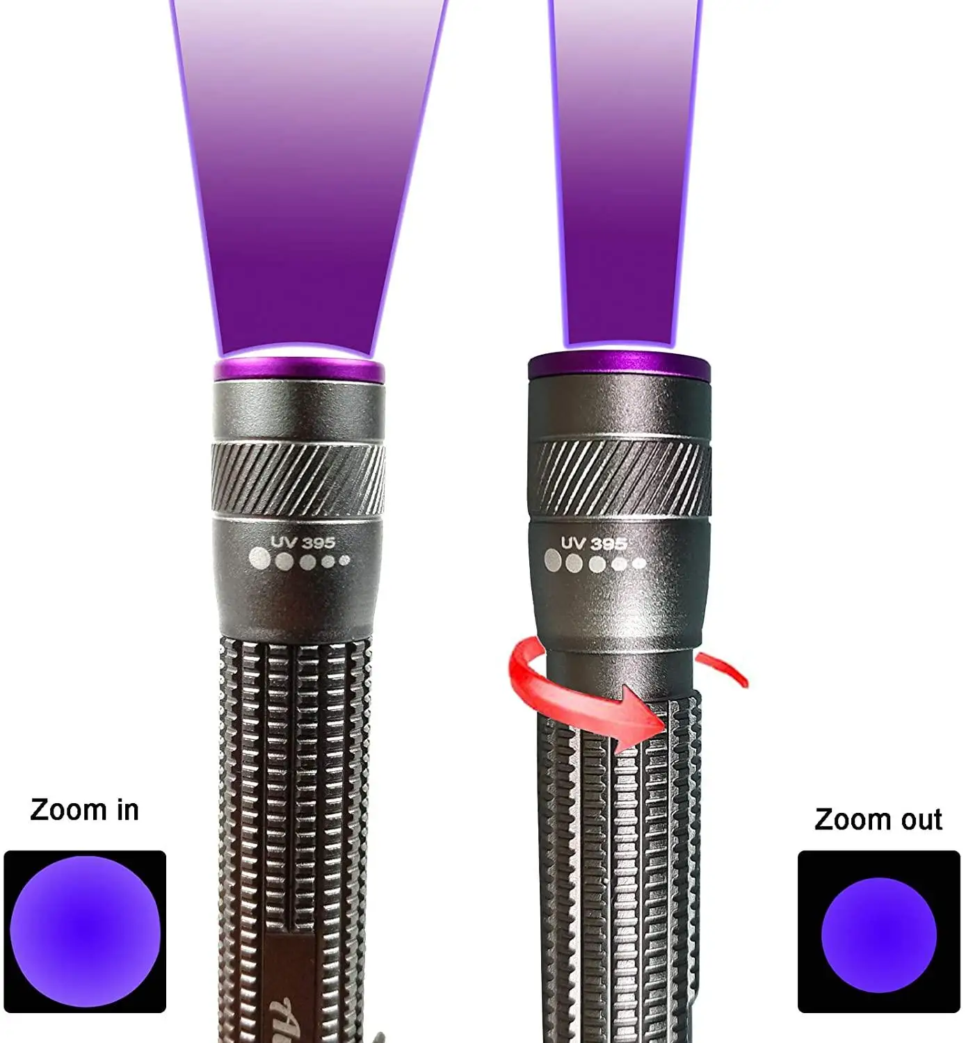 F Aventik 3W Power 365nm & 395nm Zoomovateľnom Pero Svetlo & UV Baterky Detektor, Pet Škvrny A Fluorescenčné Agentov