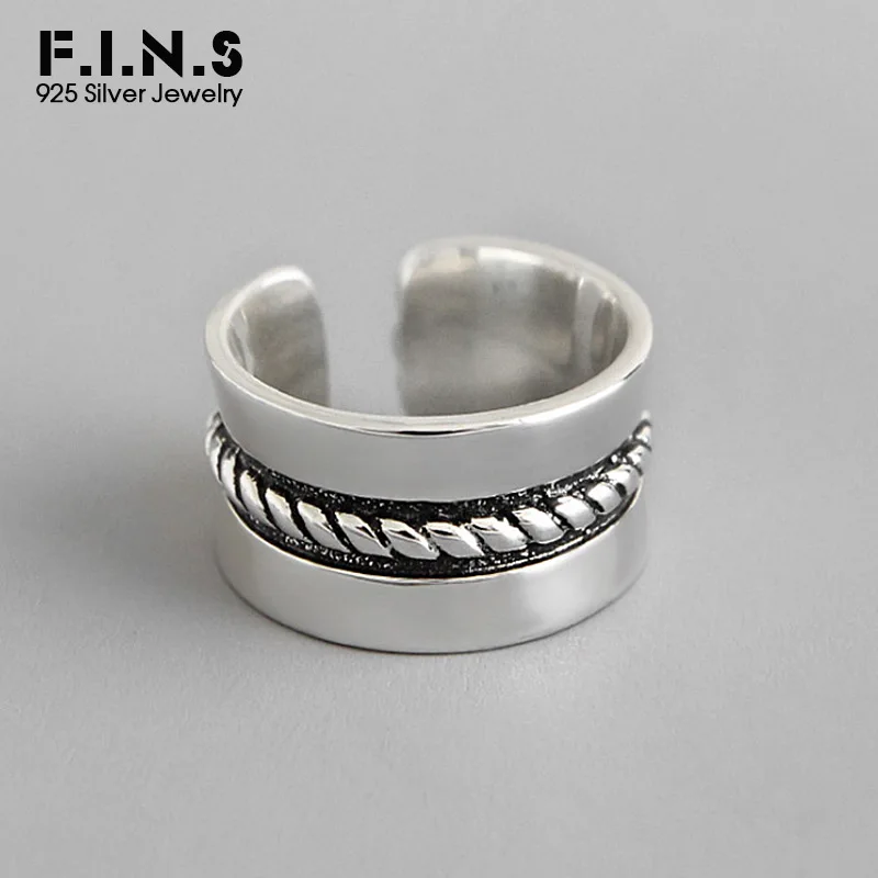F. I. N. S 2019 Najnovšie 925 Sterling Silver Krúžky pre Ženy sa Otvára Široký Twist Lano INY Štýl Prst Prsteň Žena Jemné Šperky
