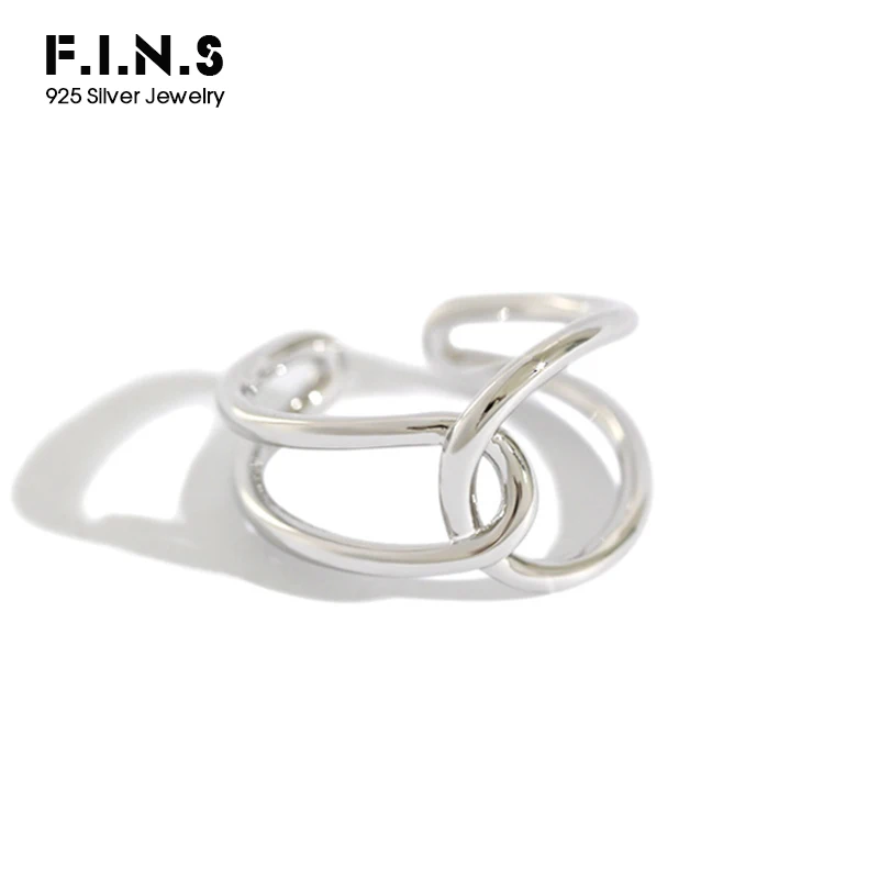 F. I. N. S kórejský S925 Mincový Striebro Krúžok INY Minimalistický Prepletené Prešiel Prstom Krúžok Otvorenie Striebro 925 Prstene pre Ženy