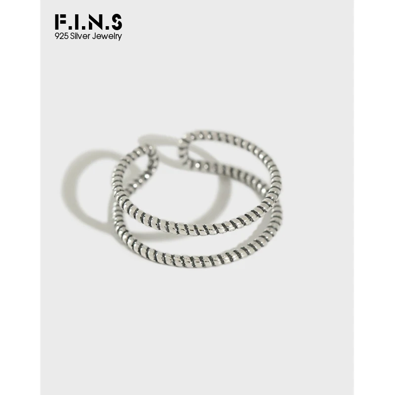 F. I. N. S Minimalizmus 925 Sterling Silver Krúžky pre Ženy Jednoduché Retro Dvojvrstvové Twist Prst Prsteň Módne Prstene pre Ženy 2019