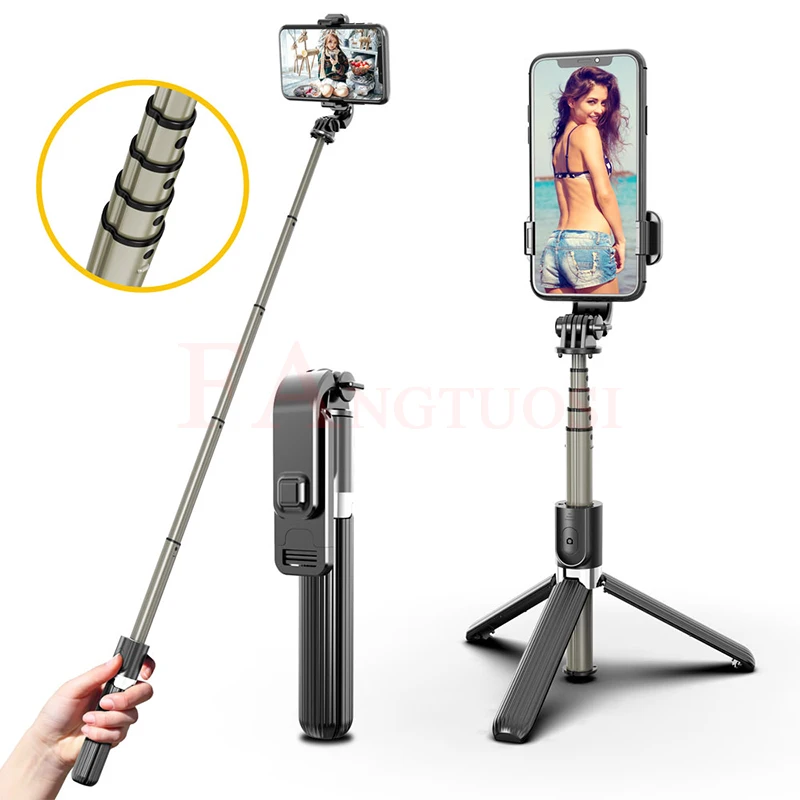 FANGTUOSI 3 v 1 bezdrôtová selfie stick skladacie statív hliníkovej zliatiny mini Ručné Diaľkové Rozšíriteľný selfie stick