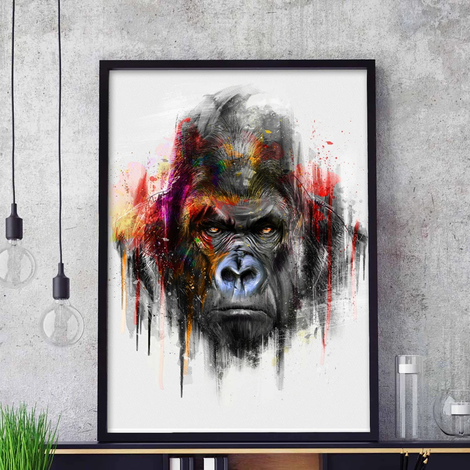 Farba Lev, Tiger, Vlk Jeleň Gorila Wall Art Plátno Na Maľovanie Nordic Plagáty A Tlač Zvierat Obrazov Na Stenu Obývacia Izba Dekor