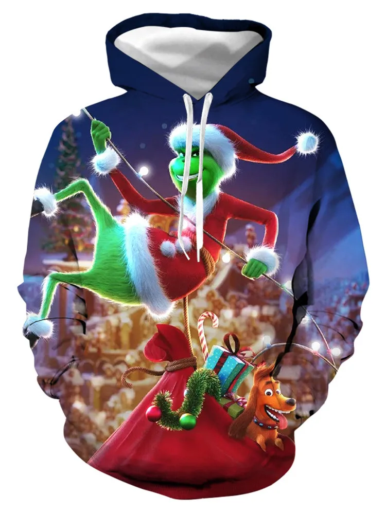 Film 3d Tlač Grinch Mikina Hip Hop Streetwear Kabát s Kapucňou, Mužov Vianočné Módne Bežné Harajuku Zábavné Mens Hoodies Moletom