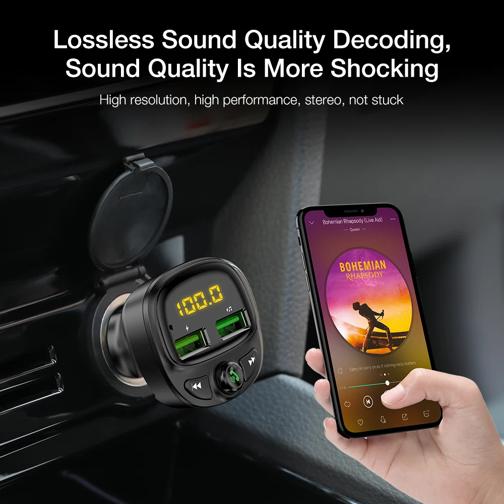 FLOVEME Multi-Funkčné 3.4 Rýchle Auto Nabíjačka, FM Vysielač Bluetooth Prehrávača Dual USB Zapaľovač Cigariet MP3 TF Hudby Súpravy do Auta