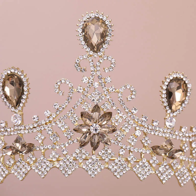 FORSEVEN Barokový Rose Gold Color Crystal Svadobná Korunka pre Nevesty Svadobné Vlasy, Šperky vyrábané Ručne Drahokamu Svadobné Koruny Tiaras