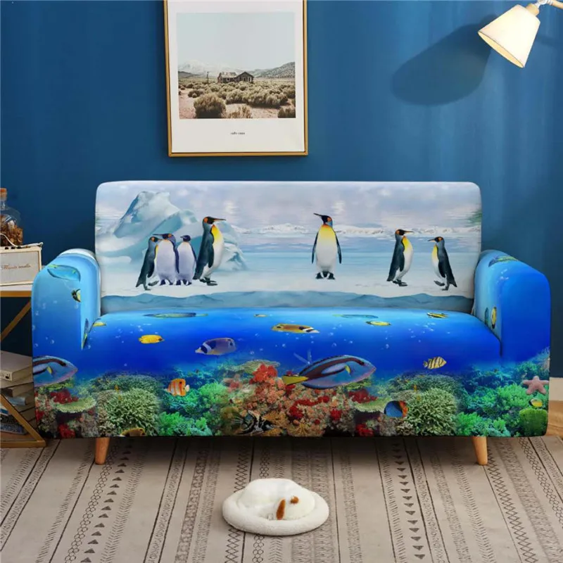 Gauč krytie sa vzťahuje na gauč 3D Podmorského Sveta 1/2/3/4 miestna pohovka kryt elastický kryt gauč elastické gauč zahŕňa pohovka, gauč