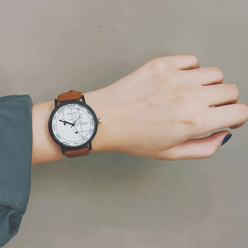 Geometrické funkcia creative ženy módne hodinky s jedinečným dizajnom vintage kožené quartz hodiny bežné retro hodinky dary