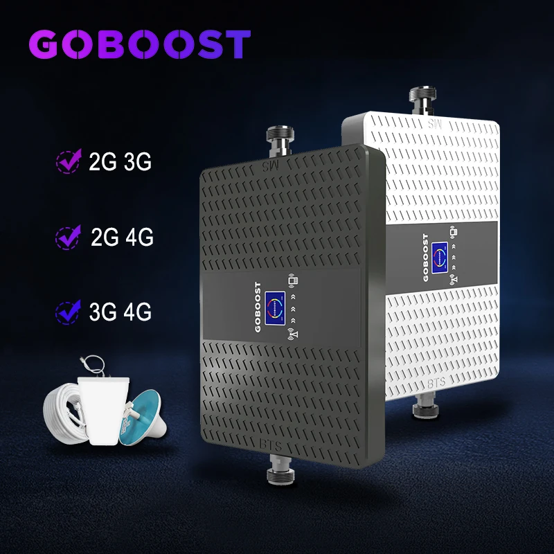 GOBOOST gsm repeater 2g, 3g, 4g signálu celulárnej siete booster GSM 900 1800 2100mhz celulárnej zosilňovač 4G LTE 3G Repeater dual band 70 db