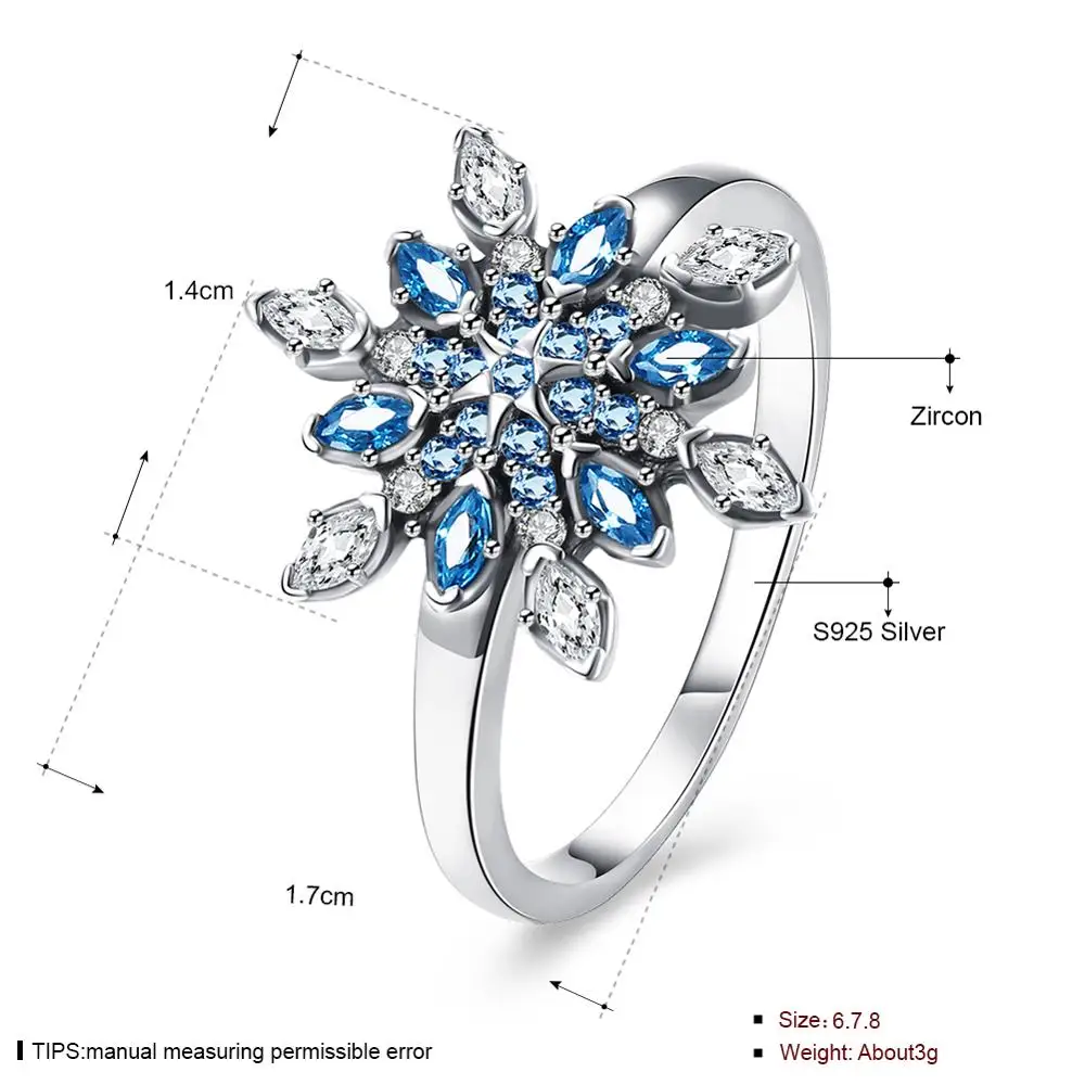 GOMAYA 925 Sterling Silver Ring Trendy Žiarivý Zirkón Snowflake Prstene Pre Ženy, Jemné Šperky Valentín, Darček Pre Priateľku