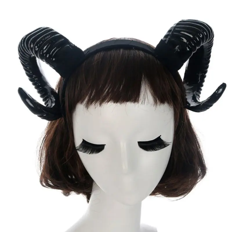 Gotický Halloween Ženy, Dievčatá Hlavový Most Ovce Horn Lesných Zvierat Cosplay Kostým Vlasy Hoop Démon Zla Plastové Party Foto Rekvizity