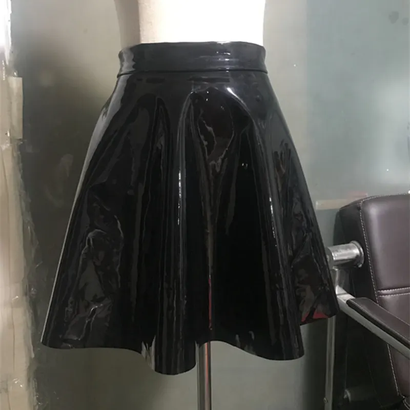 Gotický Čierne Dámske Sukne Harajuku kórejčina PU Kože-Line Sukne Ženy Bežné Vysoký Pás na Zips, Pevné Žena Mini Sukne