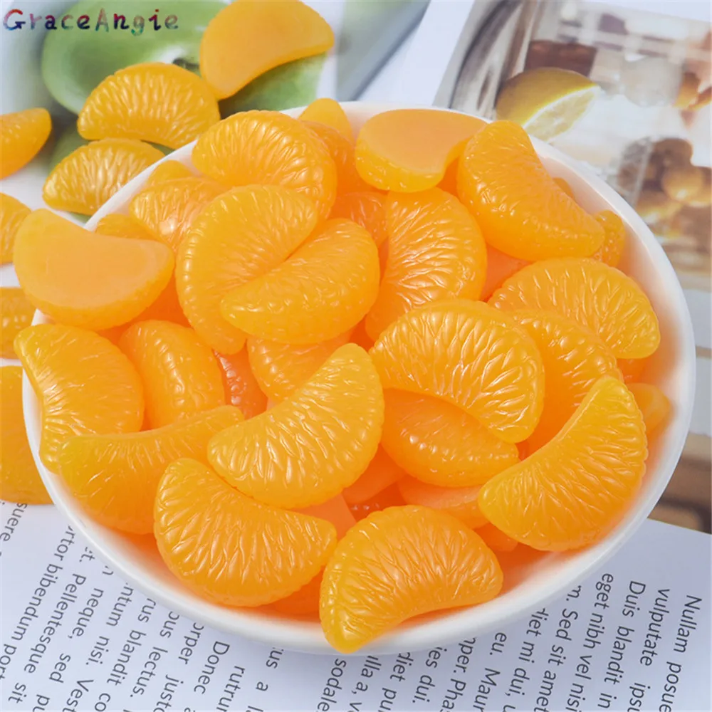 GraceAngie 20pcs 17*27mm Imitácia Ovocie tangerine disk Orange Resinových Doplnkov Charms Ornament Náušnice Dekor Šperky Hľadanie
