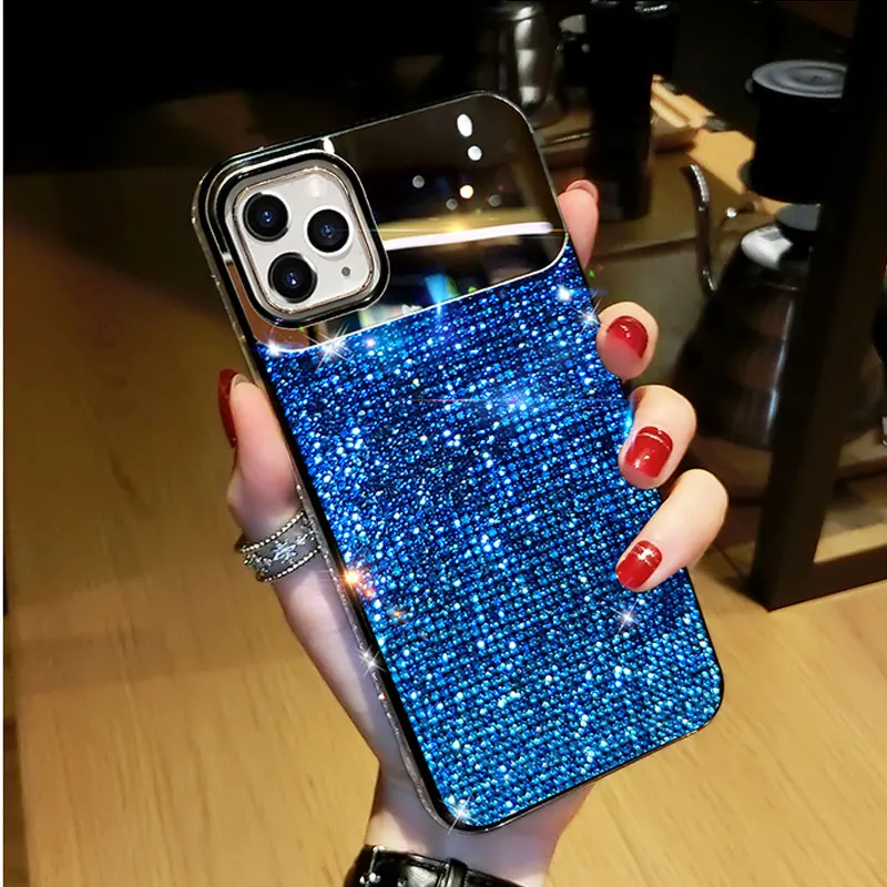 Gradient make-up Zrkadlo Diamond Telefón puzdro Pre iPhone 12 Pro Max XR XS 7 8Plus Pre iphone 11 Prípadoch Bling Lesk Drahokamu Kryt