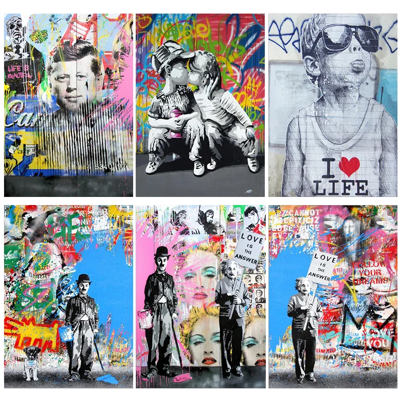 Graffiti Art Nasledovať Svoje Sny Wall Street Abstraktné Pop Art Plátno Maľovaní Plagátov a Potlačou obrazov na Stenu pre Domáce Cuadros
