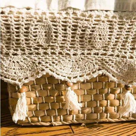 Grécko Vintage Štýl, Bavlna Obývacia Izba Záves s Háčkovanie Bambulka