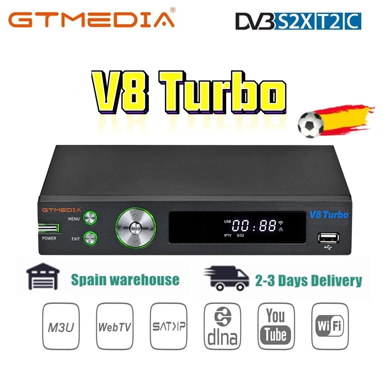 GTMEDIA V8 Turbo, DVB-S2/S2X/T2/Kábla/J. 83B Satelitný Prijímač WIFI H. 265 Podporu CA card, multi-room M3U CCAMD PK V8 Pro2