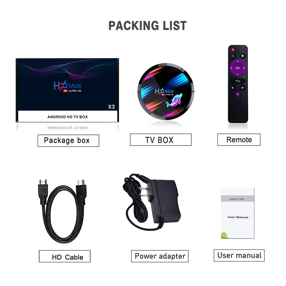 H96 MAX X3 Android TV Box Android 9.0 4GB DDR3 32 do 128 GB S905X3 H. 265 8K Google Store Netflix Youtube Smart TV box