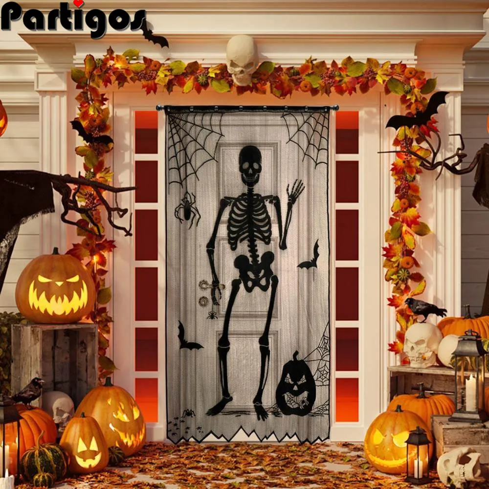 Halloween Čipky Okno Opony Halloween Dvere, Okenné Dekorácie, Čierna Opona Panel 102x210cm Prípade Party Dodávky