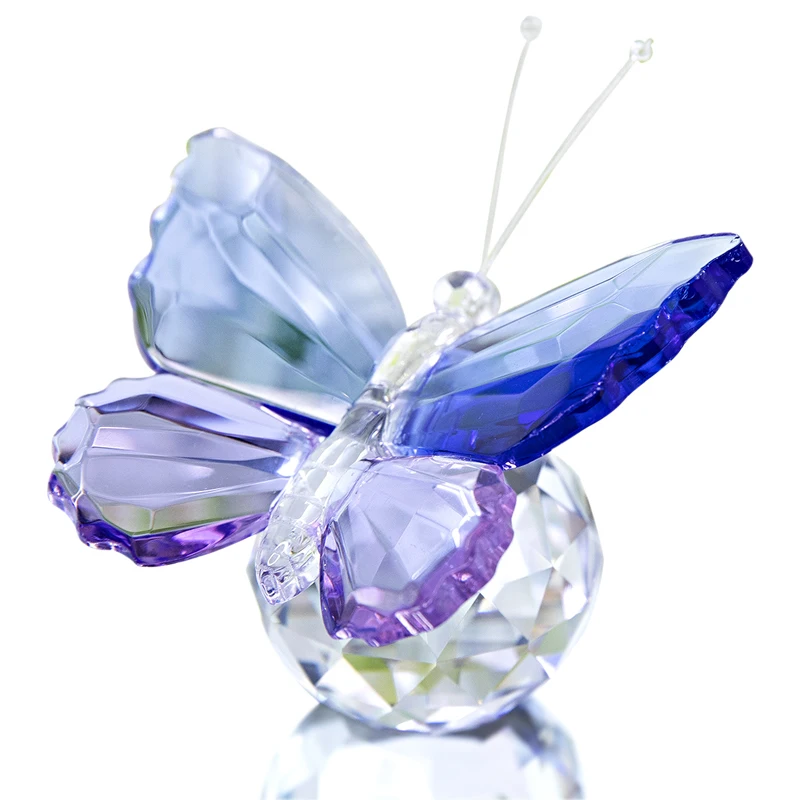 H&D Crystal Rez Motýľ Figúrka Sklo Zvierat Ornament Zberateľskú Dekorácie pre kancelársky Stôl Domov Spálňa Svadobné Zdvorilosti