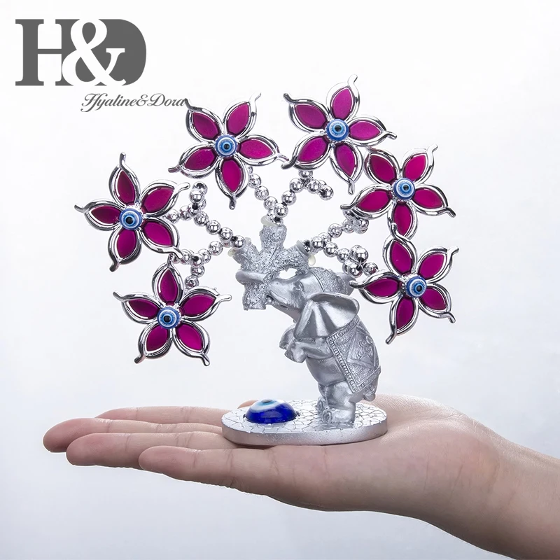 H&D Slon Kvet, Strom Figúrka turecký Zlým Okom Strom pre Ochranu, Bohatstvo, Šťastie Vianočný Darček Domova Živice Ornament