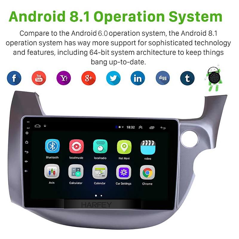 Harfey Android 9.0 10.1 palcový auta GPS Radio Head Jednotka Dotykový Displej pre roky 2007-2013 HONDA FIT JAZZ RHD Bluetooth Hudby WiFi OBD2