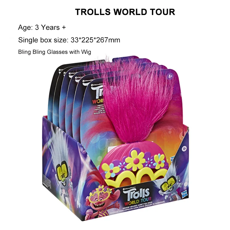 Hasbro Trollov World Tour TROLLOV 2 Cosplay Galsses Parochňu MAKU Vlasy Kreslený Film Lesklé detské Hračky Strany Cosplay Príslušenstvo