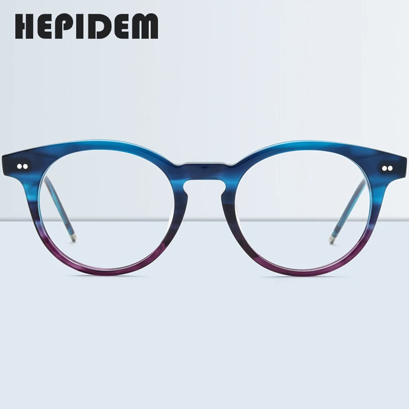 HEPIDEM Acetát Optické Okuliare, Rám Ženy 2020 Nový Vintage Okrúhle Okuliare Mužov Krátkozrakosť, Predpis Okuliarov, Okuliare 9127
