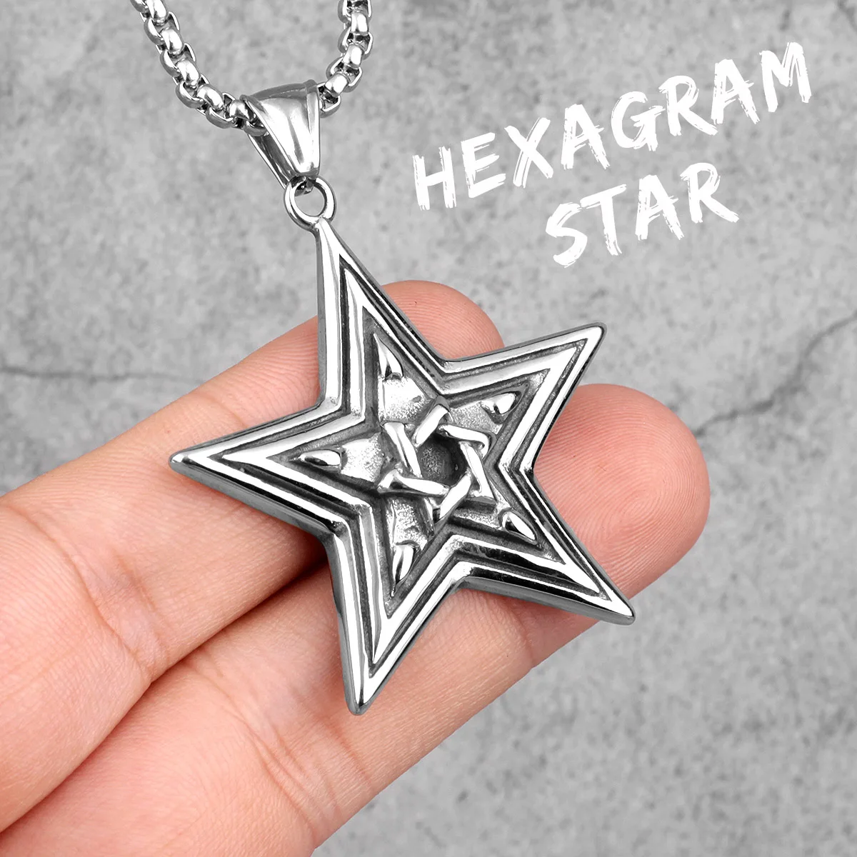 Hexagram Star Fsshion Nehrdzavejúcej Ocele Mužov, Náhrdelníky, Prívesky Reťazca Punk pre Priateľ Muž Šperky Tvorivosti Darček Veľkoobchod