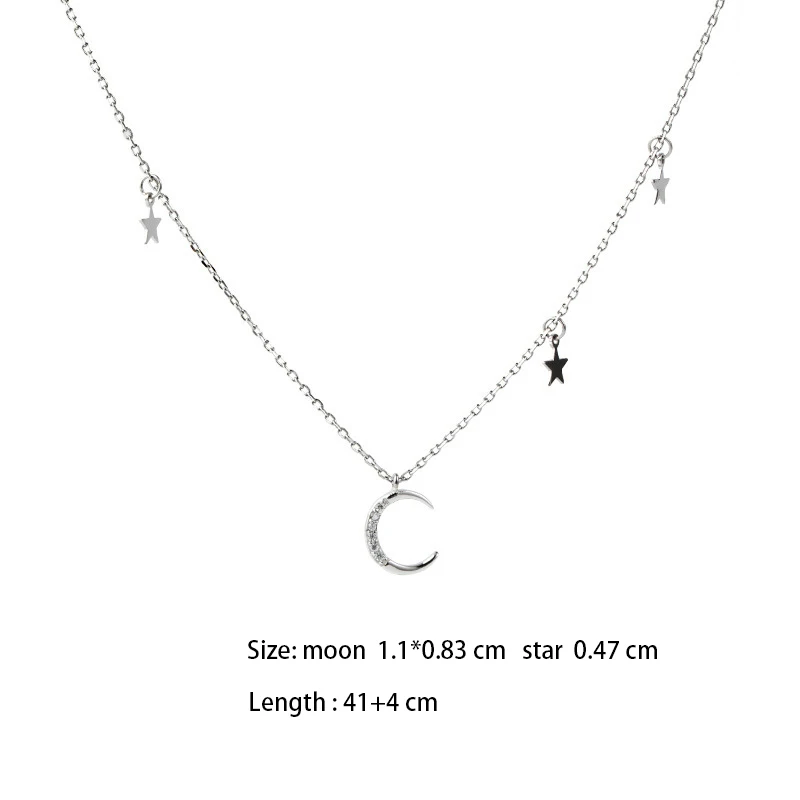 HF JEL Luxusné 925 Sterling Silver Moon Hviezdy Prívesok Náhrdelníky pre Ženy Elegantné Strieborné Kúzlo Náhrdelník Choker Módne Šperky
