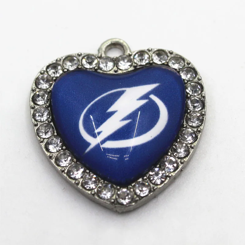 Hokejový Tím Lightning Krištáľové Srdce 10pcs Visieť Charms DIY Šperky Príslušenstvo Závesné Plávajúce Ľadový Hokej Športové Charms