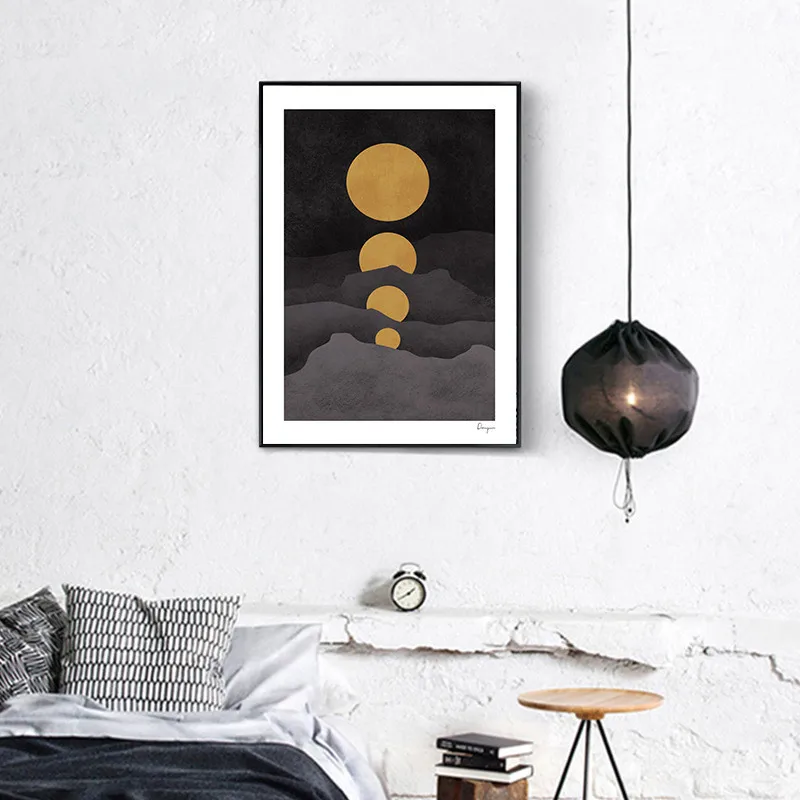 Home Decor Nordic Plátno na Maľovanie Abstraktné Vrchol Hory Full Moon Plagát, Obývacia Izba, Spálňa Hotel Wall Art Pozadie Tlač urob si sám