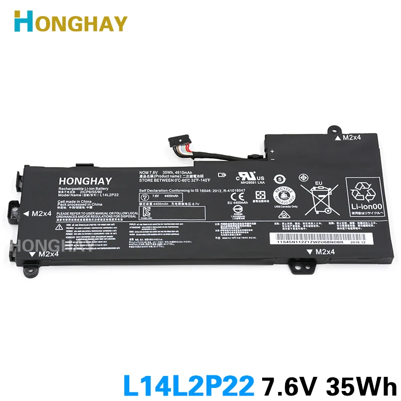 HONGHAY L14L2P22 Notebook Batéria pre LENOVO U30 U30-70 E31-70 U31-70 IFI L14S2P22 L14M2P24 7.6 V 35WH 4610MAH