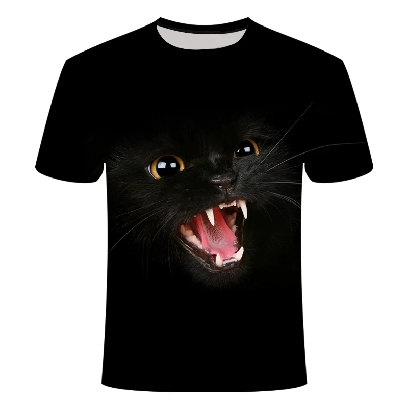 Horúce koop zomer ondeugende zwarte kat 3D T shirt vrouwen mooie cartoon tričko Goede kwaliteit originele merk košele bežné topy